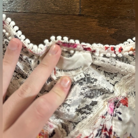 Anthropologie-Floral lace long sleeve blouse-Size 4-EUC - Picture 12 of 13